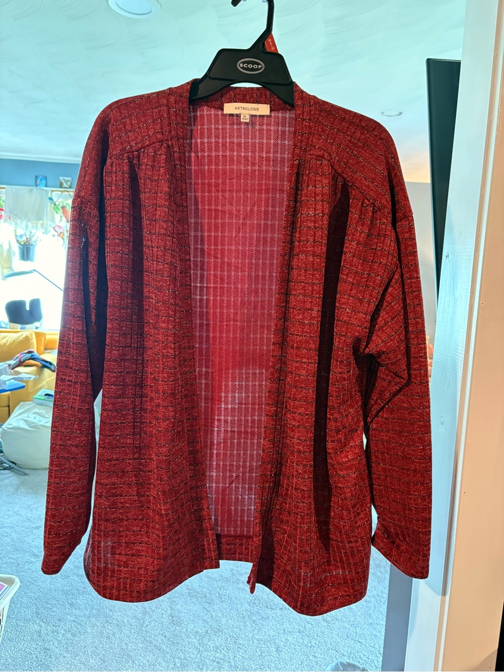 Red Open-Front Women’s Sweater Cardigan